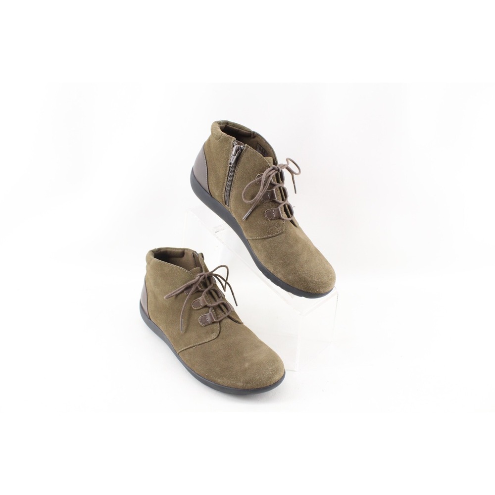 Clarks Collection Soft Cushion Brown Leather Lace up Ankle Boot Women's Sz 7.5 W